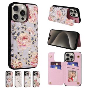 Funda tipo billetera de piel